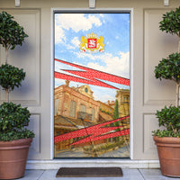 Georgia National Flag Door Cover Tbilisi Clock Tower Heritage Sky Art