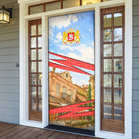 Georgia National Flag Door Cover Tbilisi Clock Tower Heritage Sky Art