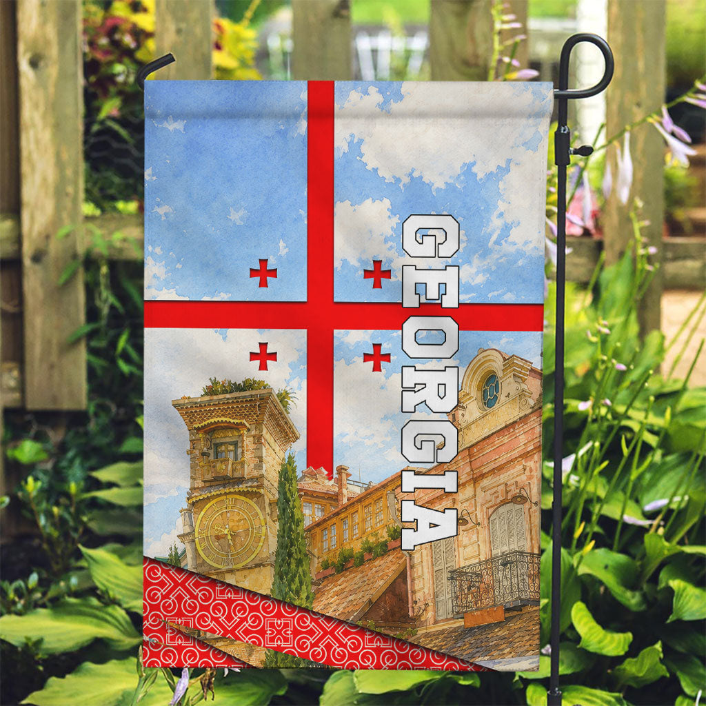 Georgia National Flag Garden Flag Tbilisi Clock Tower Heritage Sky Art
