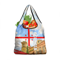 Georgia National Flag Grocery Bag Tbilisi Clock Tower Heritage Sky Art