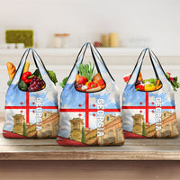 Georgia National Flag Grocery Bag Tbilisi Clock Tower Heritage Sky Art