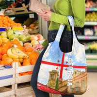 Georgia National Flag Grocery Bag Tbilisi Clock Tower Heritage Sky Art