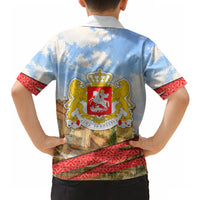Georgia National Flag Hawaiian Shirt Tbilisi Clock Tower Heritage Sky Art