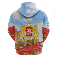 Georgia National Flag Hoodie Tbilisi Clock Tower Heritage Sky Art