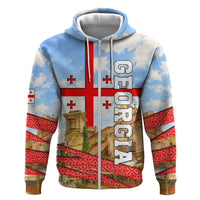 Georgia National Flag Hoodie Tbilisi Clock Tower Heritage Sky Art
