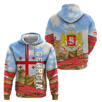 Georgia National Flag Hoodie Tbilisi Clock Tower Heritage Sky Art