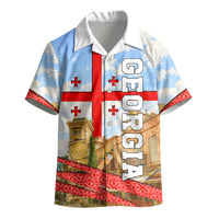 Georgia National Flag Kid Hawaiian Shirt Tbilisi Clock Tower Heritage Sky Art