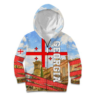 Georgia National Flag Kid Hoodie Tbilisi Clock Tower Heritage Sky Art