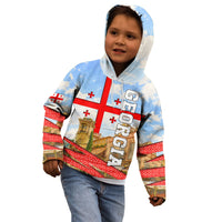 Georgia National Flag Kid Hoodie Tbilisi Clock Tower Heritage Sky Art