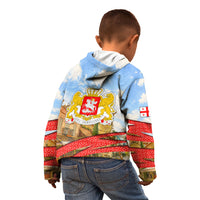 Georgia National Flag Kid Hoodie Tbilisi Clock Tower Heritage Sky Art