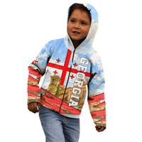 Georgia National Flag Kid Hoodie Tbilisi Clock Tower Heritage Sky Art