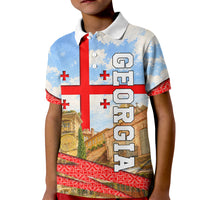 Georgia National Flag Kid Polo Shirt Tbilisi Clock Tower Heritage Sky Art