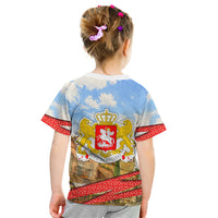 Georgia National Flag Kid T Shirt Tbilisi Clock Tower Heritage Sky Art