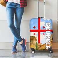 Georgia National Flag Luggage Cover Tbilisi Clock Tower Heritage Sky Art