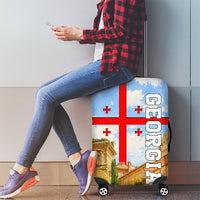 Georgia National Flag Luggage Cover Tbilisi Clock Tower Heritage Sky Art