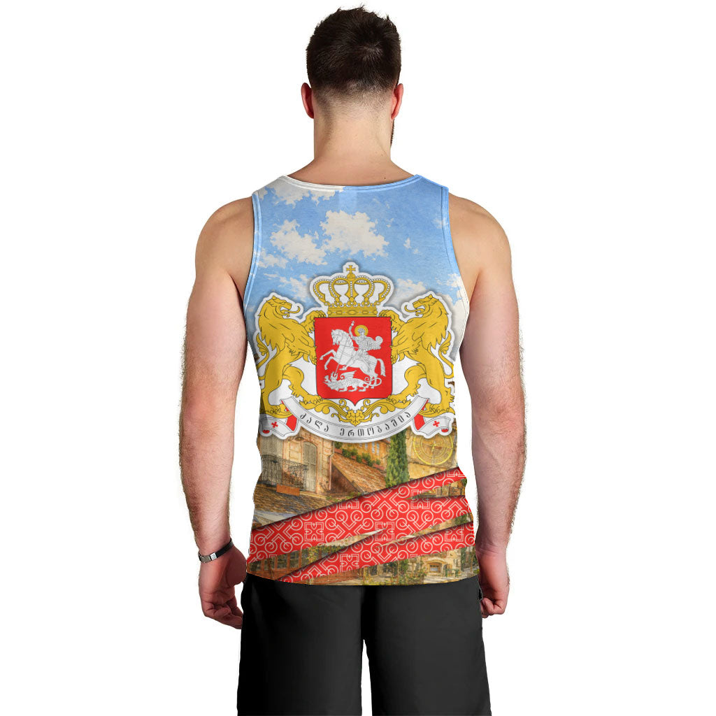 Georgia National Flag Men Tank Top Tbilisi Clock Tower Heritage Sky Art
