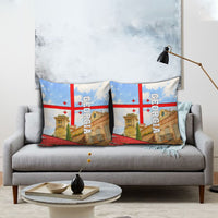 Georgia National Flag Pillow Cover Tbilisi Clock Tower Heritage Sky Art