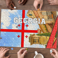 Georgia National Flag Puzzle Tbilisi Clock Tower Heritage Sky Art
