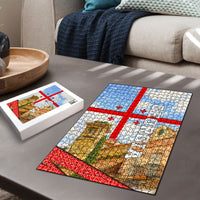 Georgia National Flag Puzzle Tbilisi Clock Tower Heritage Sky Art