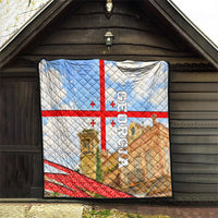Georgia National Flag Quilt Tbilisi Clock Tower Heritage Sky Art