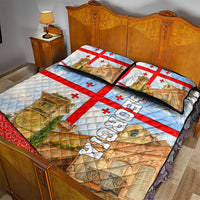 Georgia National Flag Quilt Bed Set Tbilisi Clock Tower Heritage Sky Art