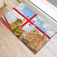 Georgia National Flag Rubber Doormat Tbilisi Clock Tower Heritage Sky Art