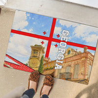 Georgia National Flag Rubber Doormat Tbilisi Clock Tower Heritage Sky Art