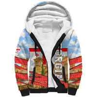 Georgia National Flag Sherpa Hoodie Tbilisi Clock Tower Heritage Sky Art