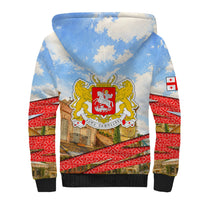 Georgia National Flag Sherpa Hoodie Tbilisi Clock Tower Heritage Sky Art