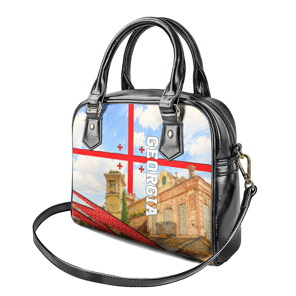 Georgia National Flag Shoulder Handbag Tbilisi Clock Tower Heritage Sky Art