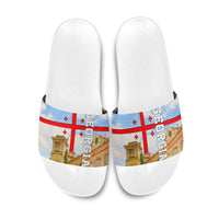 Georgia National Flag Slide Sandals Tbilisi Clock Tower Heritage Sky Art