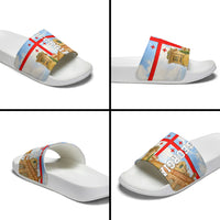 Georgia National Flag Slide Sandals Tbilisi Clock Tower Heritage Sky Art