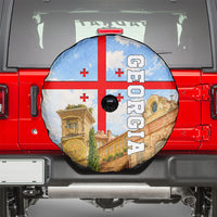 Georgia National Flag Spare Tire Cover Tbilisi Clock Tower Heritage Sky Art