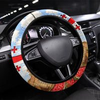 Georgia National Flag Steering Wheel Cover Tbilisi Clock Tower Heritage Sky Art