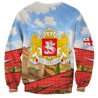 Georgia National Flag Sweatshirt Tbilisi Clock Tower Heritage Sky Art