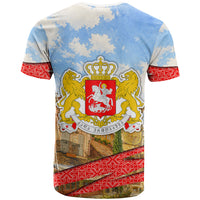 Georgia National Flag T Shirt Tbilisi Clock Tower Heritage Sky Art