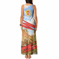 Georgia National Flag Tank Maxi Dress Tbilisi Clock Tower Heritage Sky Art