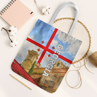 Georgia National Flag Tote Bag Tbilisi Clock Tower Heritage Sky Art
