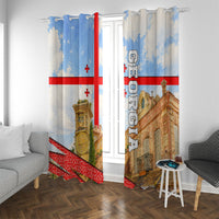 Georgia National Flag Window Curtain Tbilisi Clock Tower Heritage Sky Art