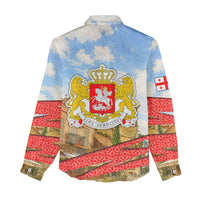 Georgia National Flag Women Casual Shirt Tbilisi Clock Tower Heritage Sky Art
