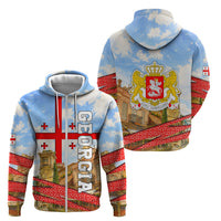 Georgia National Flag Zip Hoodie Tbilisi Clock Tower Heritage Sky Art