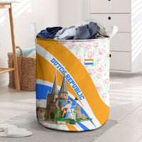 Dutch Republic Netherlands Laundry Basket Patriotism Vintage Heraldic Crest Floral Tulip