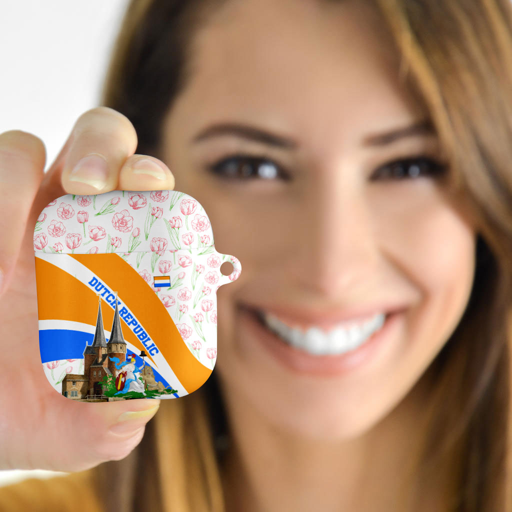 Dutch Republic Netherlands AirPods Case Patriotism Vintage Heraldic Crest Floral Tulip
