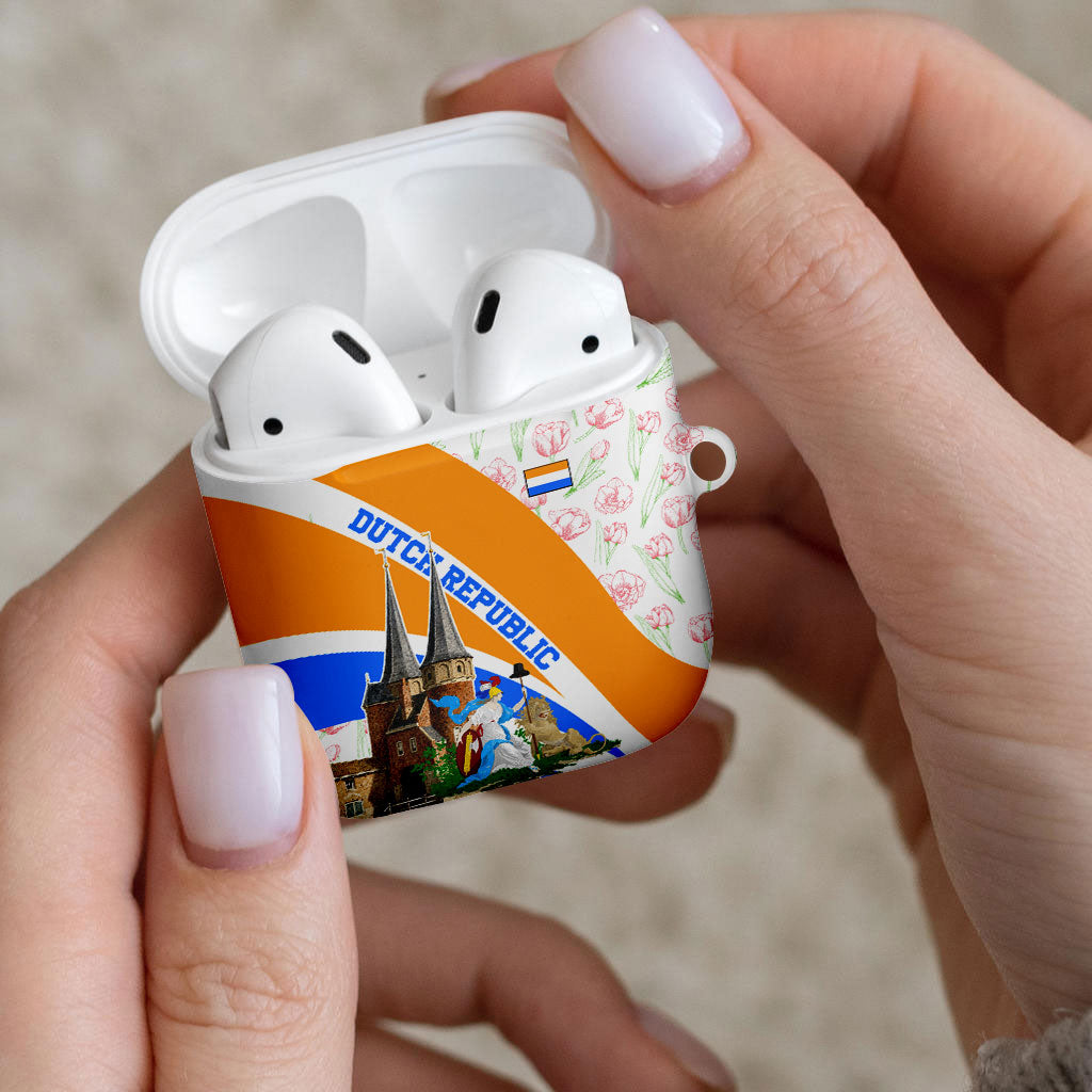 Dutch Republic Netherlands AirPods Case Patriotism Vintage Heraldic Crest Floral Tulip