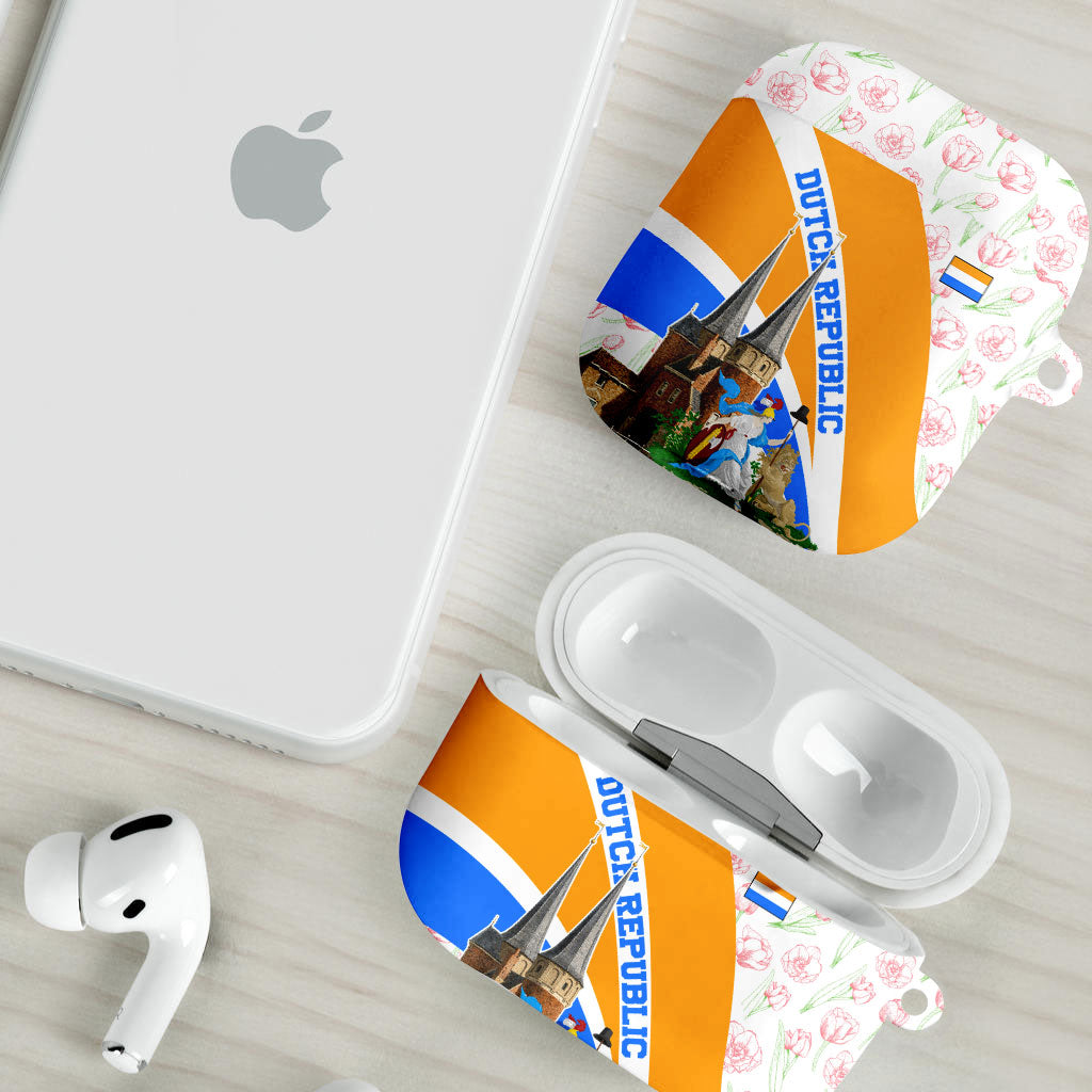 Dutch Republic Netherlands AirPods Case Patriotism Vintage Heraldic Crest Floral Tulip
