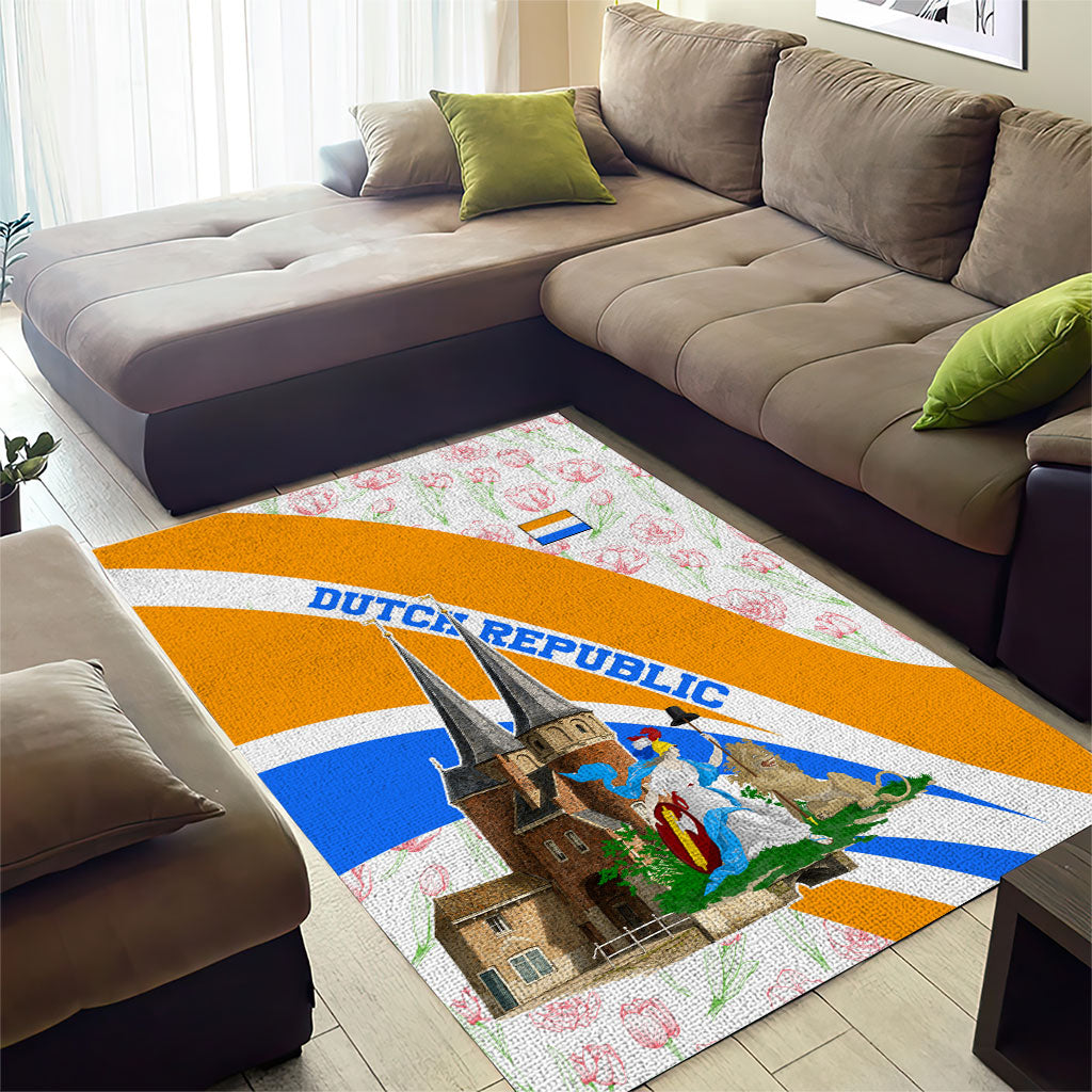 Dutch Republic Netherlands Area Rug Patriotism Vintage Heraldic Crest Floral Tulip