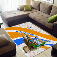 Dutch Republic Netherlands Area Rug Patriotism Vintage Heraldic Crest Floral Tulip