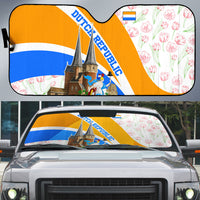 Dutch Republic Netherlands Auto Sun Shade Patriotism Vintage Heraldic Crest Floral Tulip