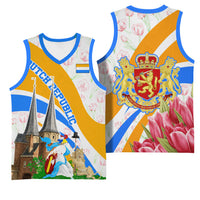 Dutch Republic Netherlands Basketball Jersey Patriotism Vintage Heraldic Crest Floral Tulip