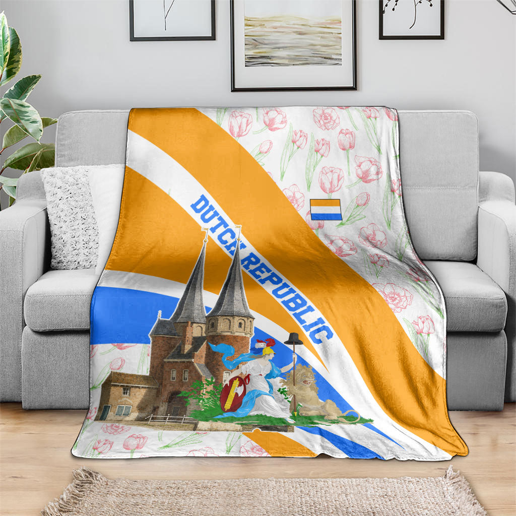 Dutch Republic Netherlands Blanket Patriotism Vintage Heraldic Crest Floral Tulip